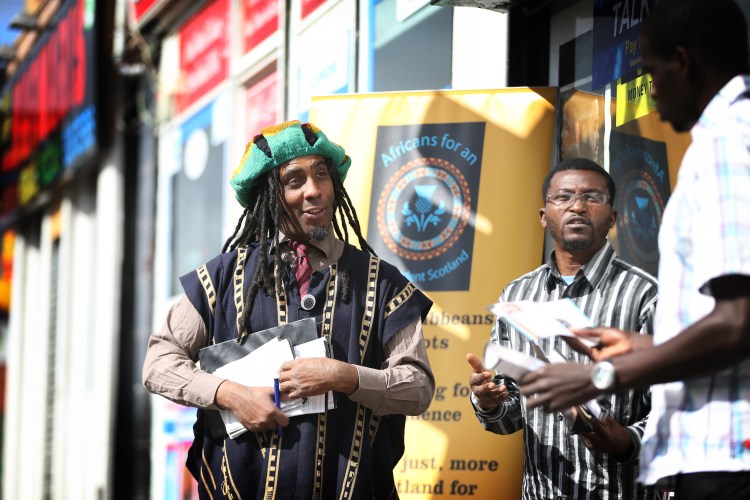 Graham Campbell of AfIS hands out leaflets outside the African Embassy in Glasgow's Duke street. Picture by Ian MacNicol. Copyright The Scotsman.